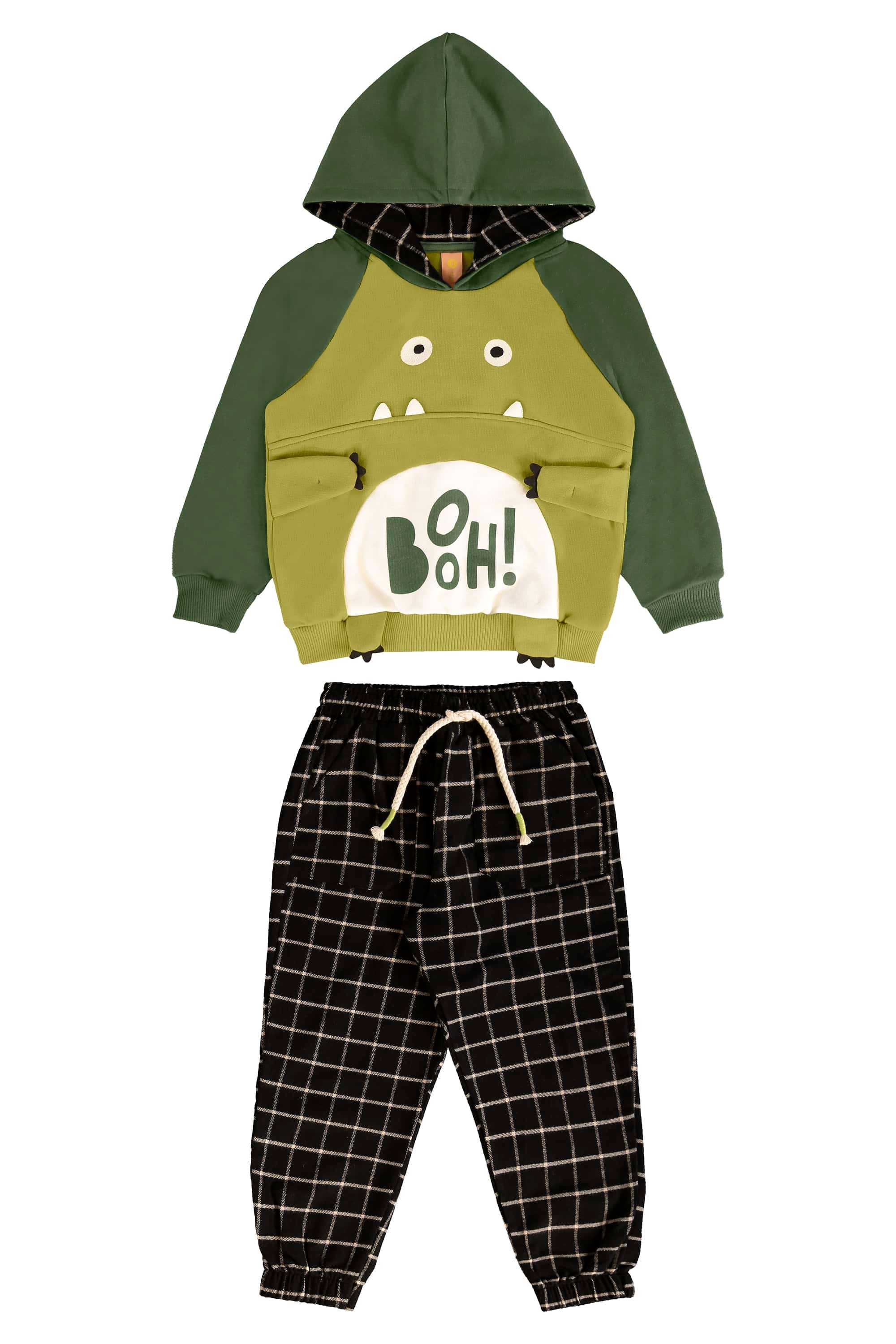 Conjunto Infantil Masculino com Blusão e Calça de Monstrinho (Verde) Três e Já - Imagem 42