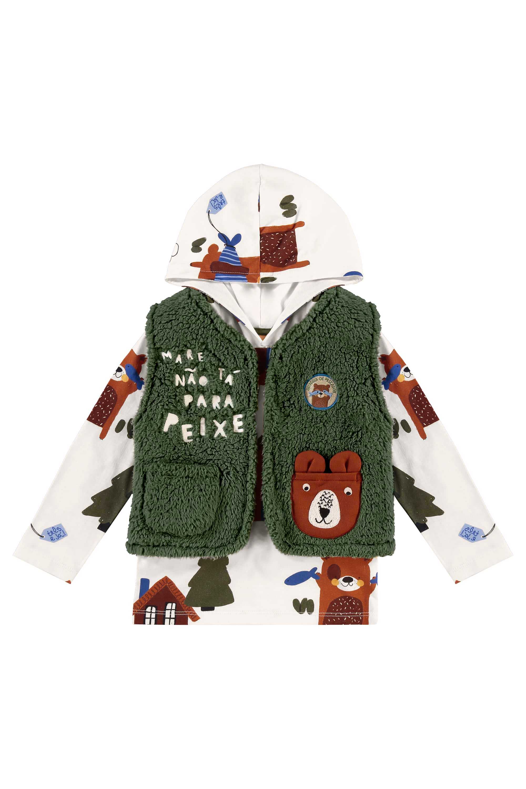 Conjunto Urso Amigo Infantil Masculino 3 Peças (Off White) Três e Já - Imagem 43