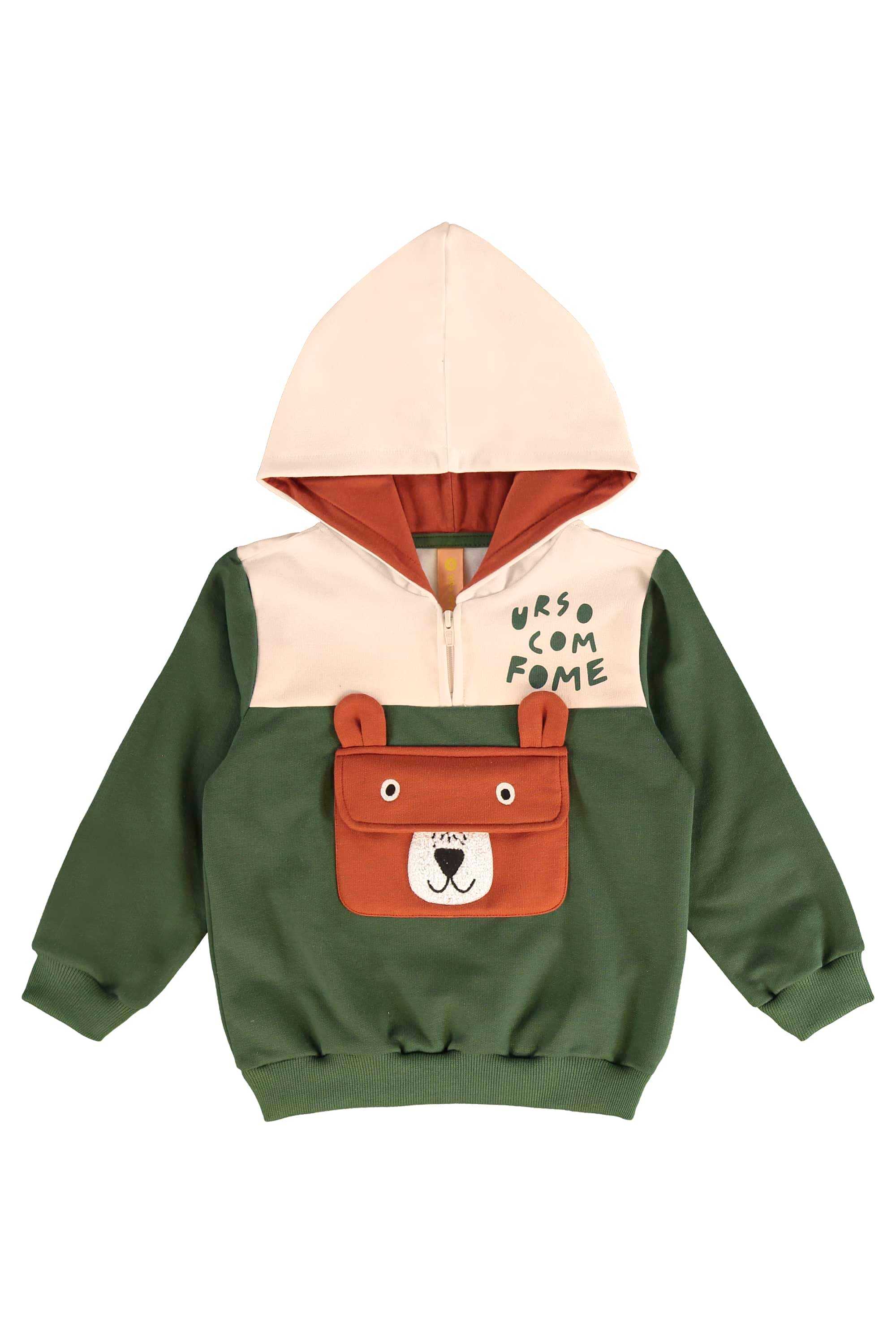 Conjunto Infantil Masculino com Casaco e Calça Urso Amigo (Verde) Três e Já - Imagem 11