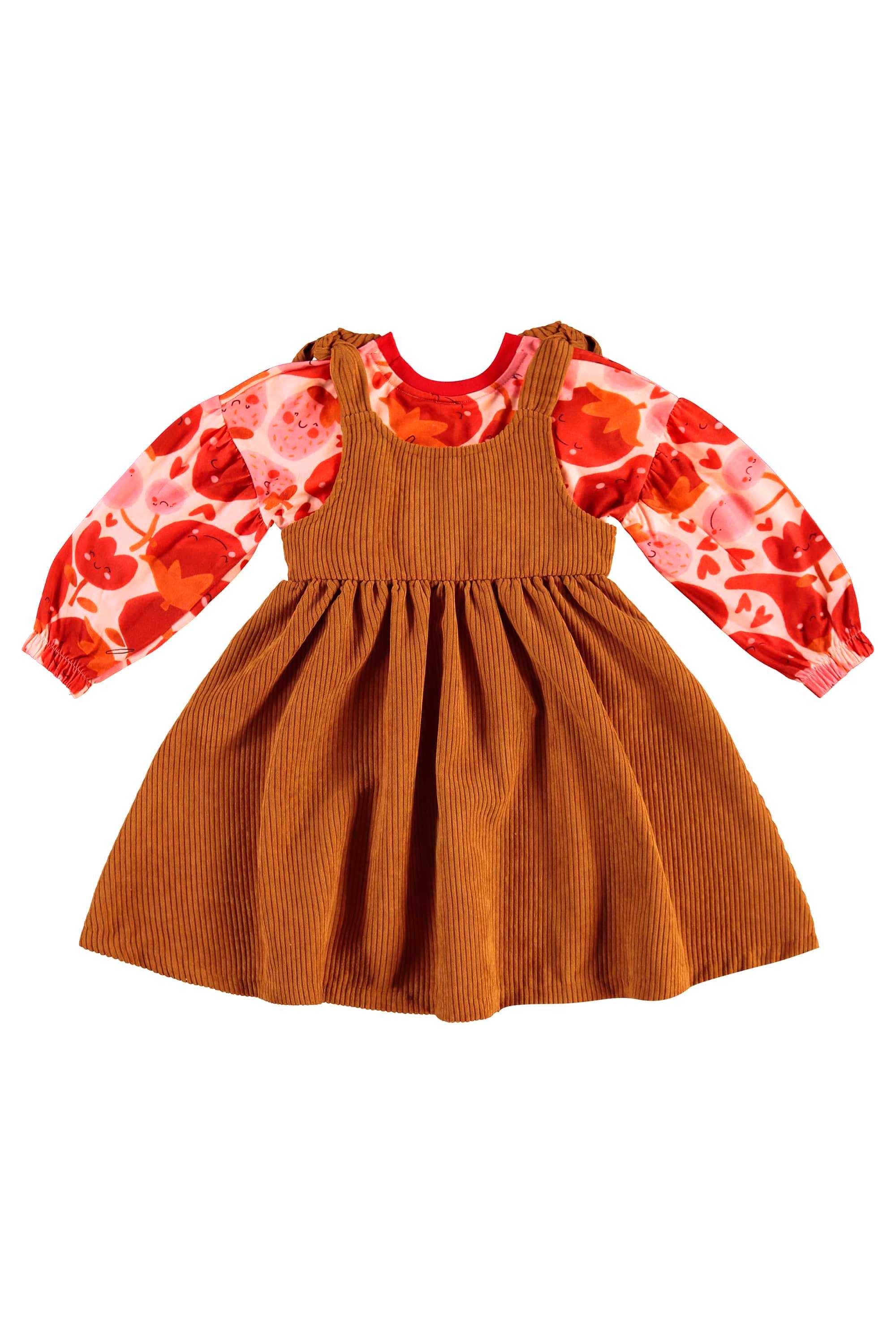 Conjunto Frutas Vermelhas Infantil com Cropped e Vestido (Marrom) Três e Já - Imagem 9