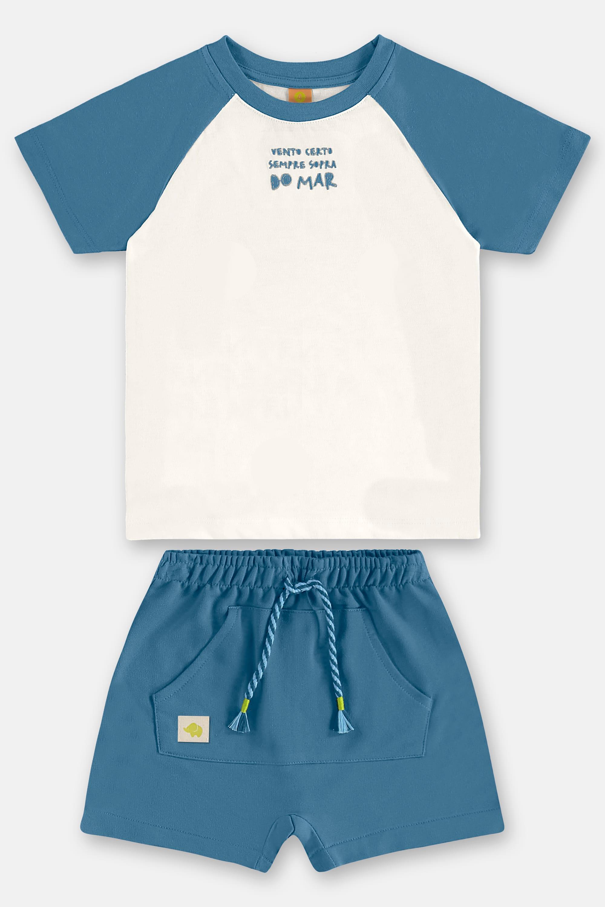 Conjunto Infantil Masculino com Camiseta e Short Solar (Off White) Três e Já - Imagem 42
