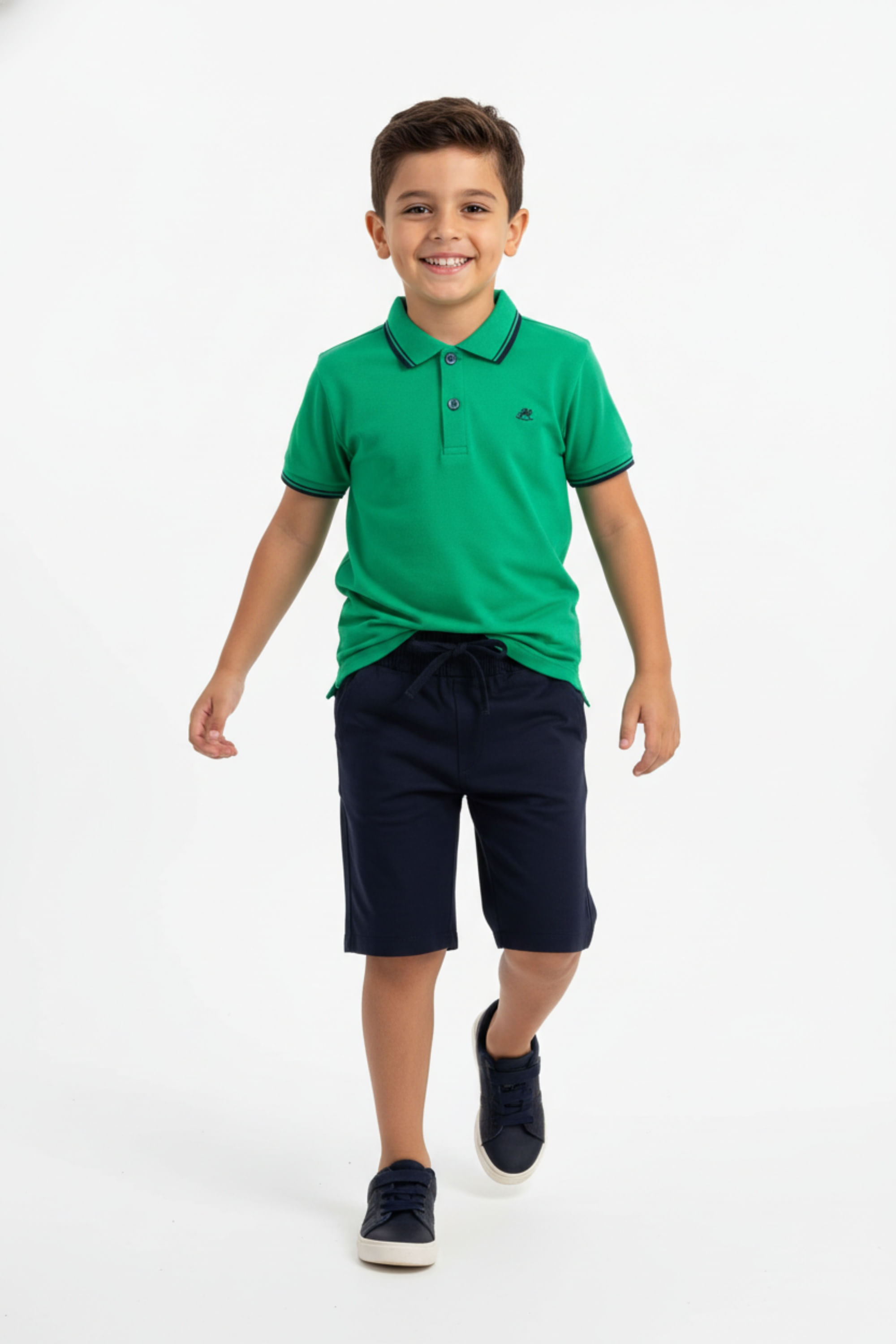 Conjunto Infantil Masculino com Camisa Polo e Bermuda (Verde) Up Baby