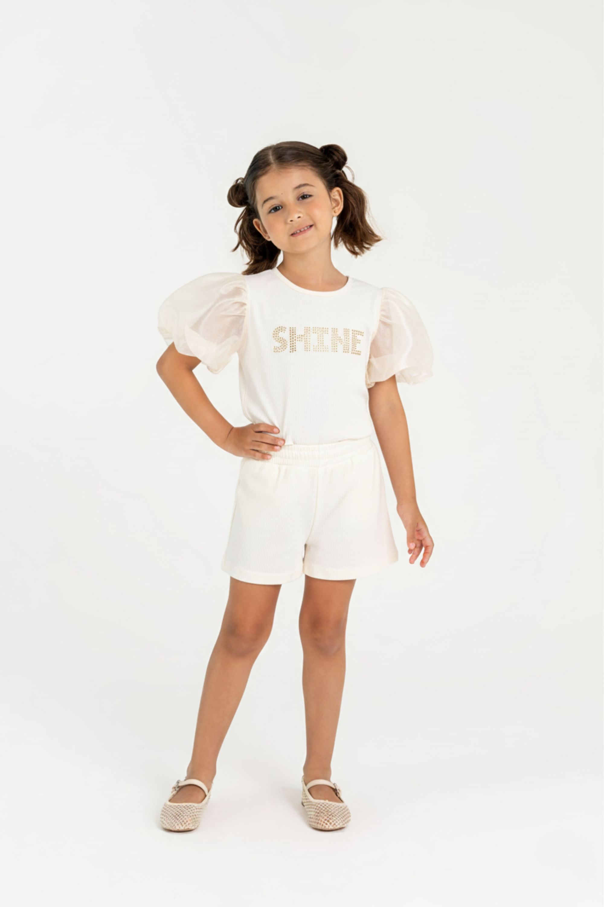 Conjunto em Ribana Infantil Menina (Branco) Guloseima