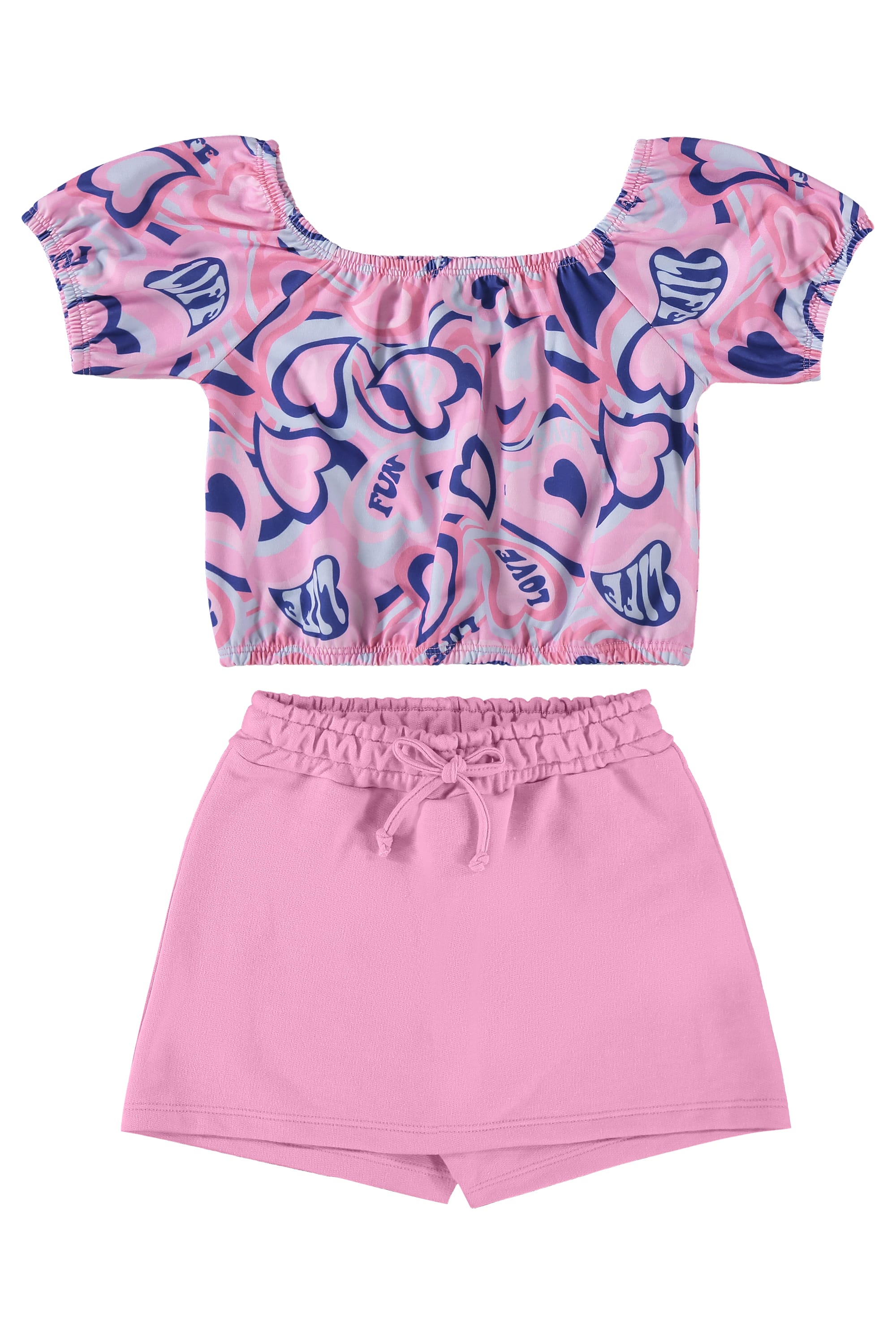 Conjunto Cropped e Short-Saia Infantil (Rosa) Guloseima - Imagem 23
