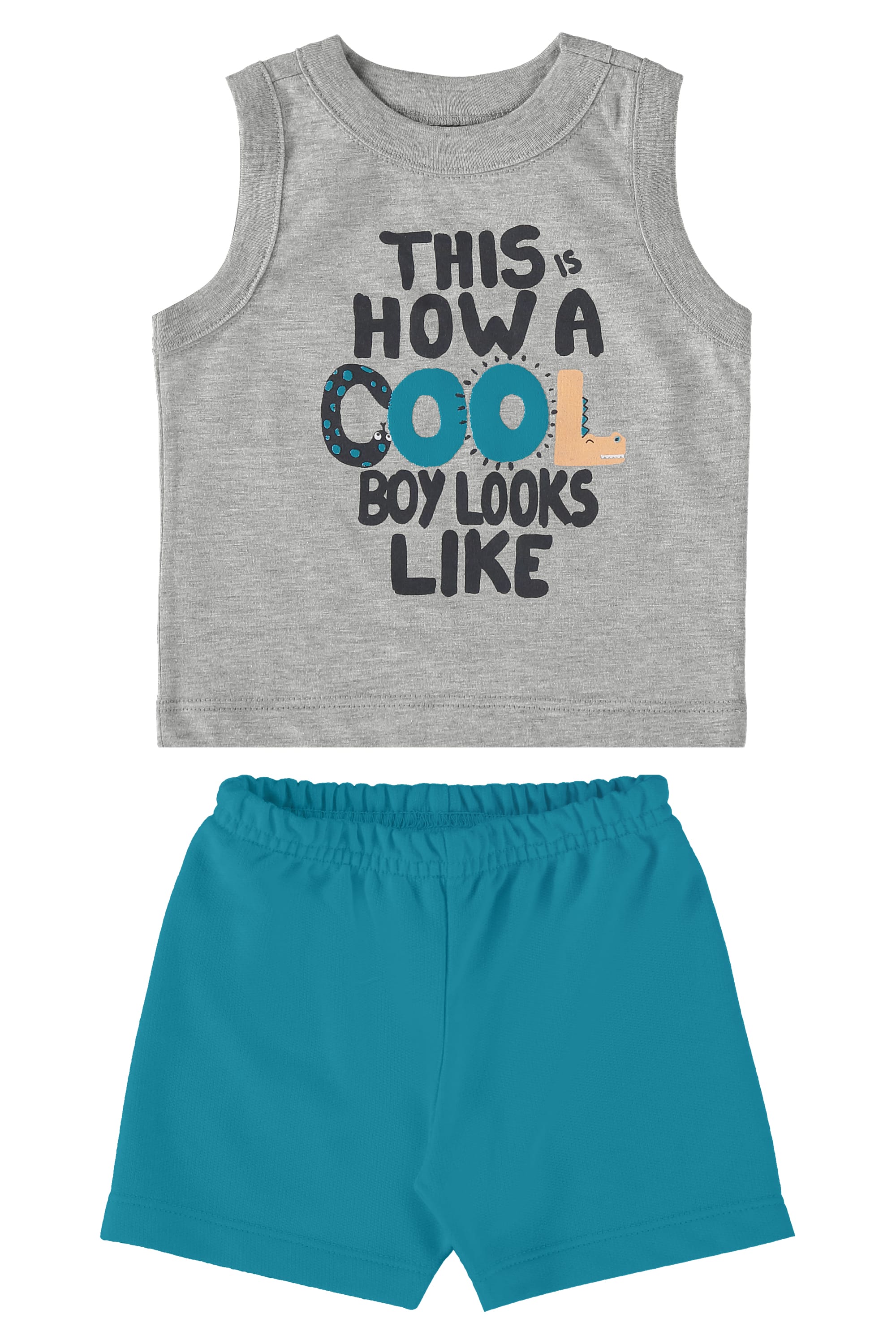 Conjunto Regata e Bermuda Infantil (Cinza) Guloseima - Imagem 37